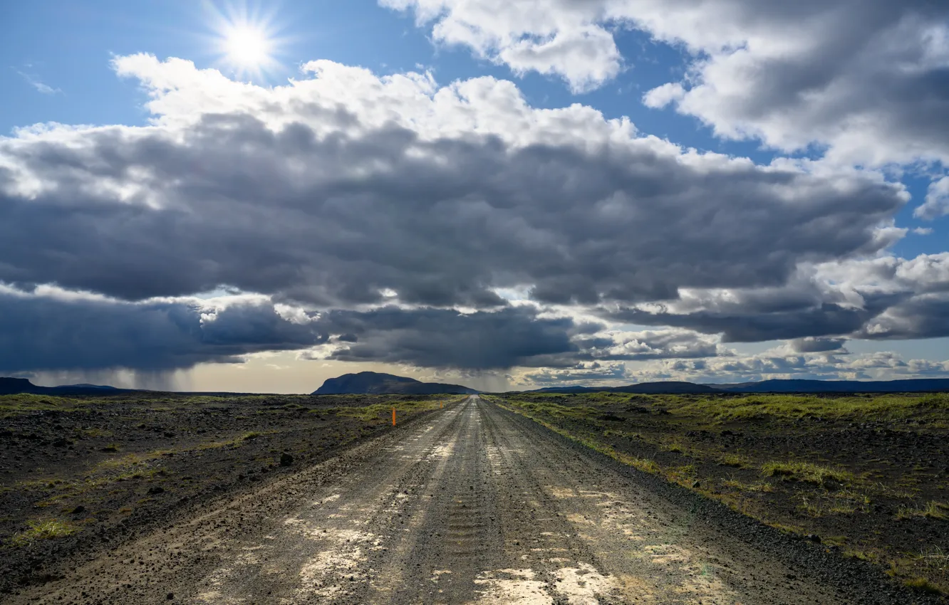Фото обои дорога, горизонт, Исландия