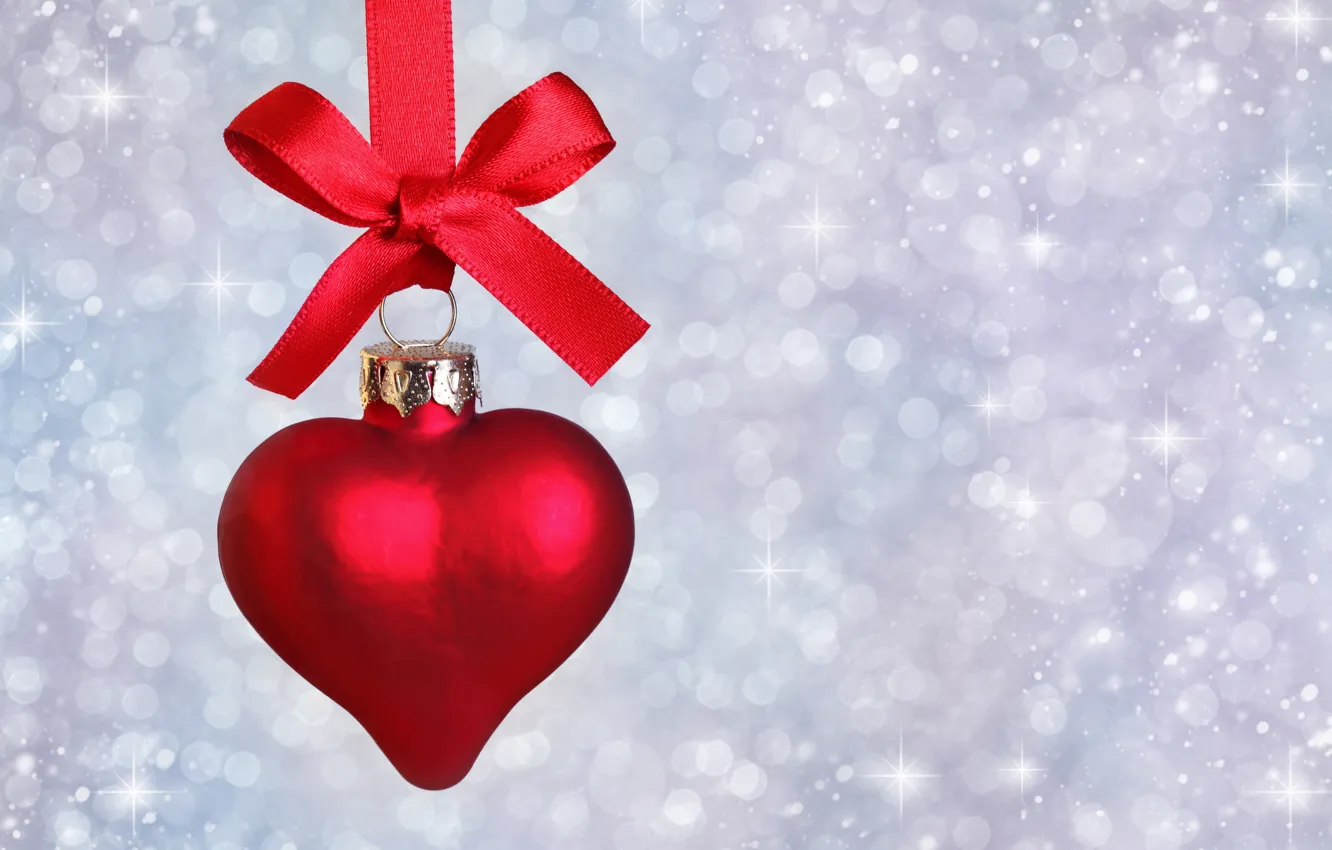 Фото обои сердце, Новый Год, Рождество, лента, Christmas, heart, decoration, lace