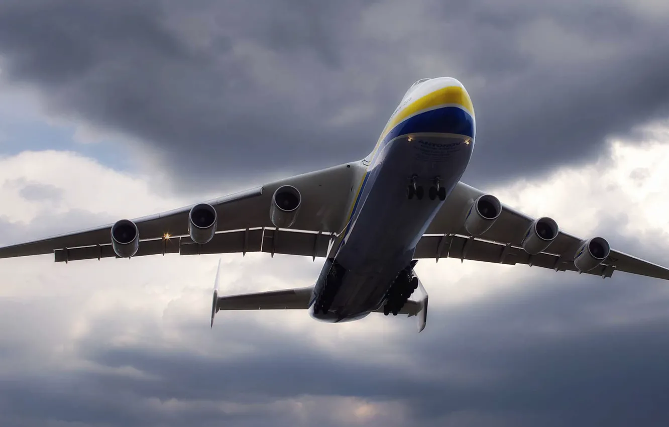 Фото обои Облака, Самолет, Крылья, Двигатели, Мечта, Украина, Мрия, Ан-225