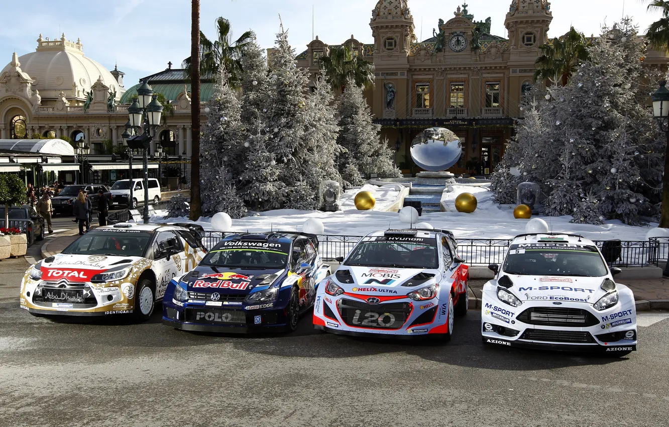 Фото обои Ford, Volkswagen, Citroen, Hyundai, форд, ралли, WRC, фольксваген