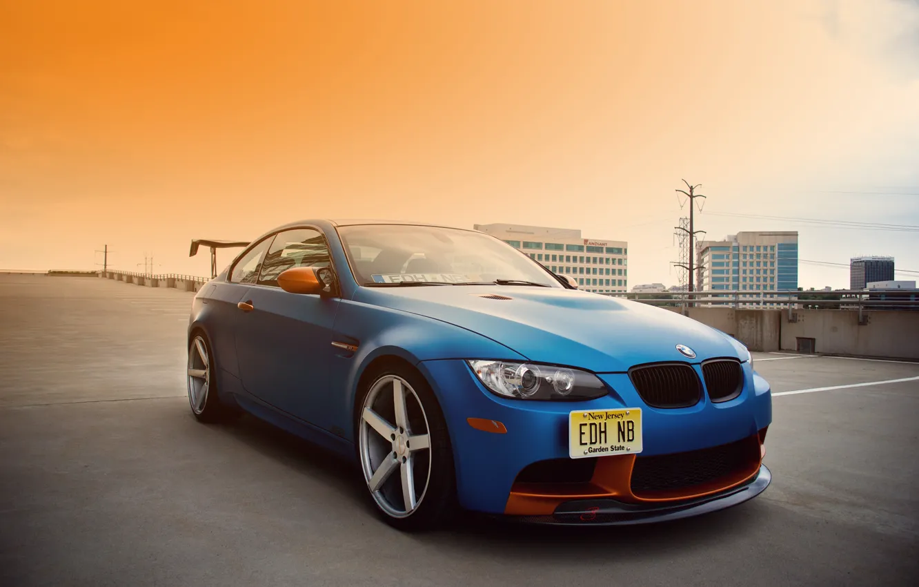 Фото обои BMW, синяя, tuning, E92
