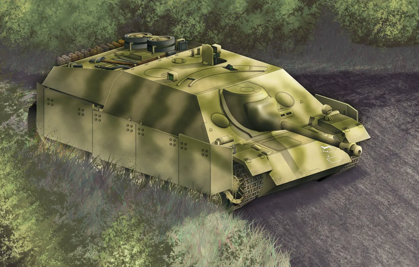 Фото обои war, art, painting, tank, ww2, Jagdpanzer IV