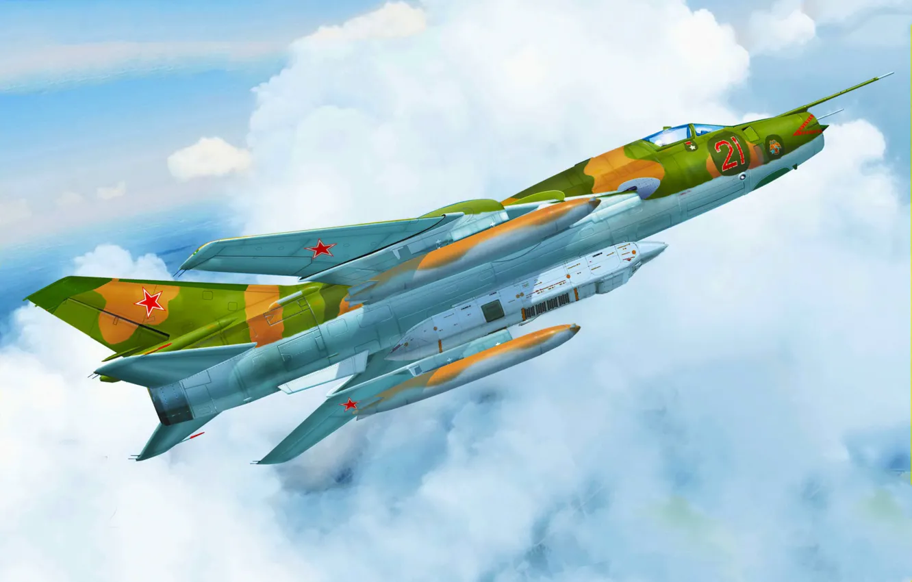 Фото обои art, airplane, aviation, su-17