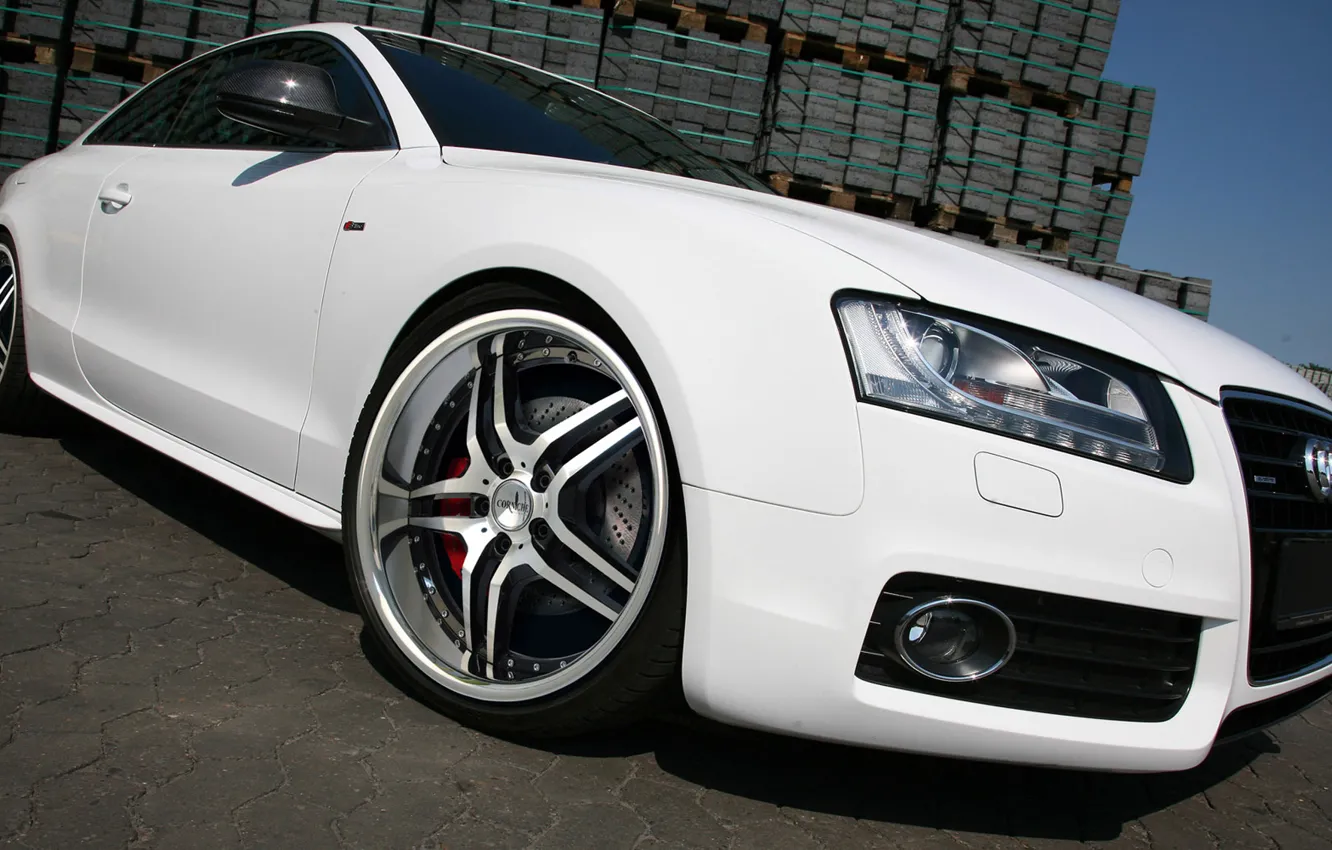 Фото обои белый, колесо, Audi A5