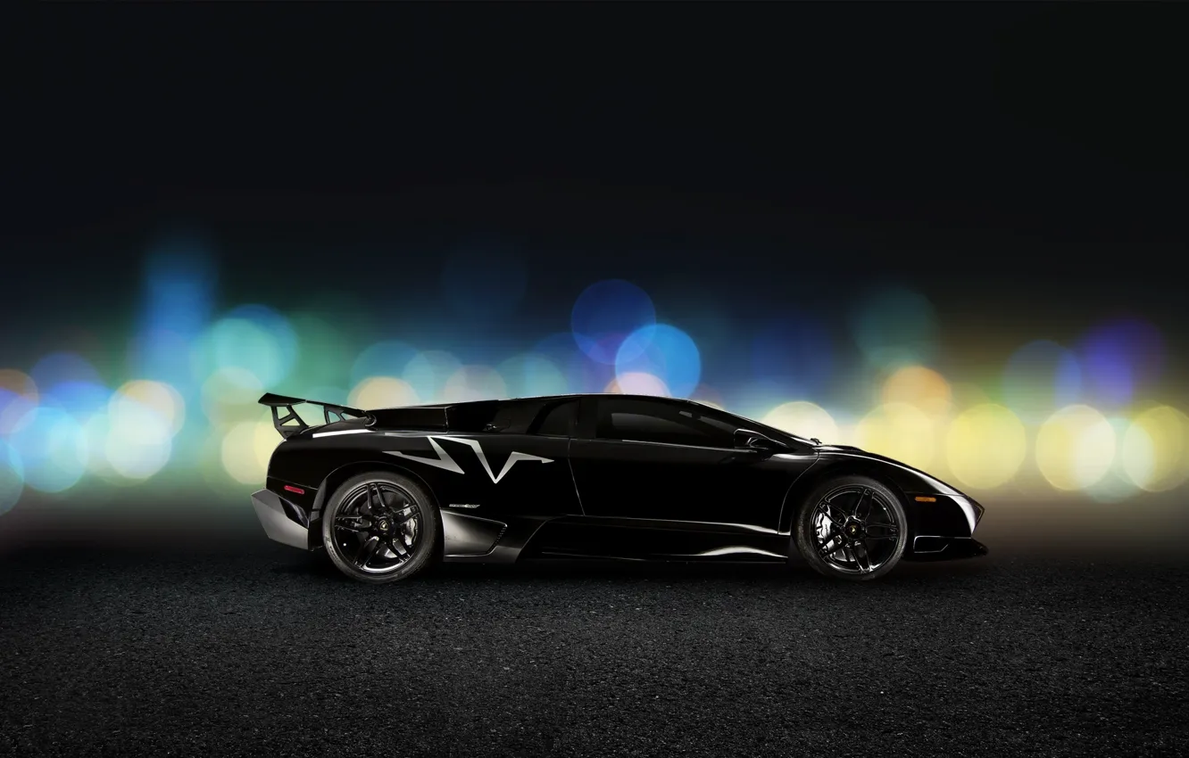 Фото обои Lamborghini, Black, Murcielago, Side, LP670-4, Super, Veloce