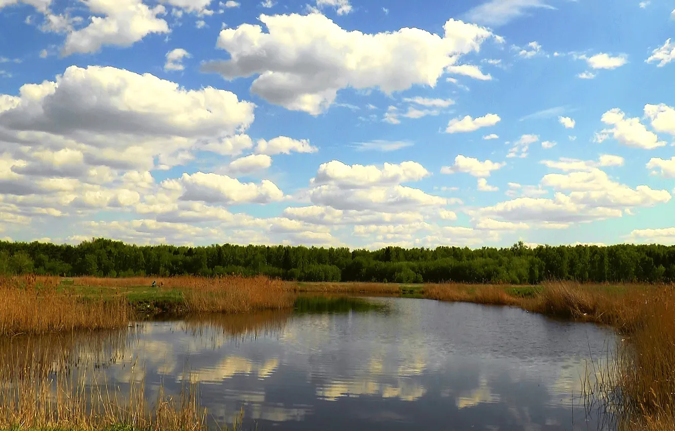 Фото обои облака, озеро, Лето, Сибирь