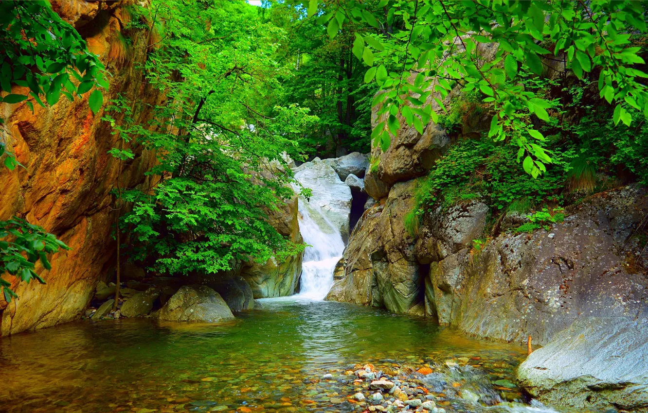 Фото обои Природа, Поток, Водопад, Nature, Waterfall, Flow