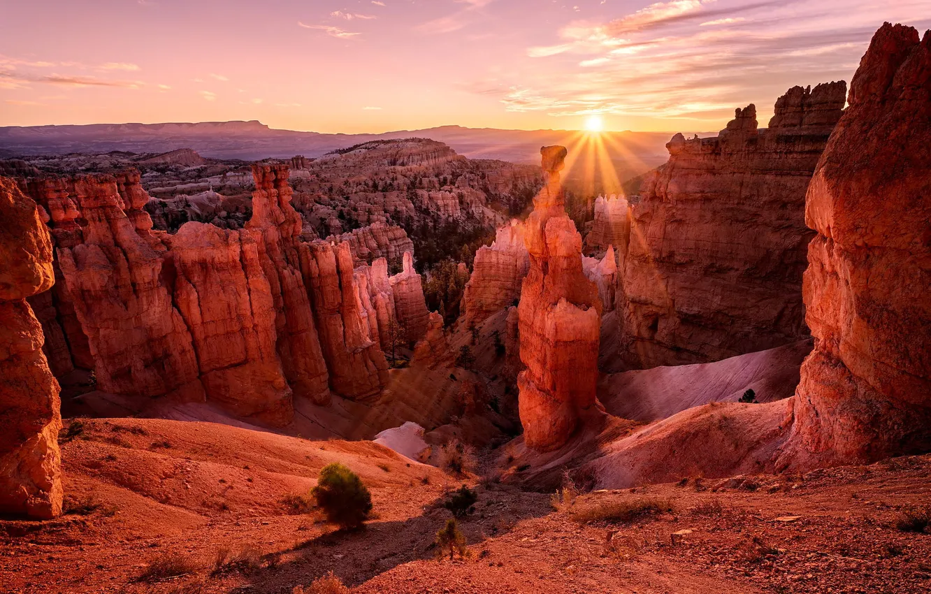 Фото обои закат, природа, скалы, пустыня, каньон