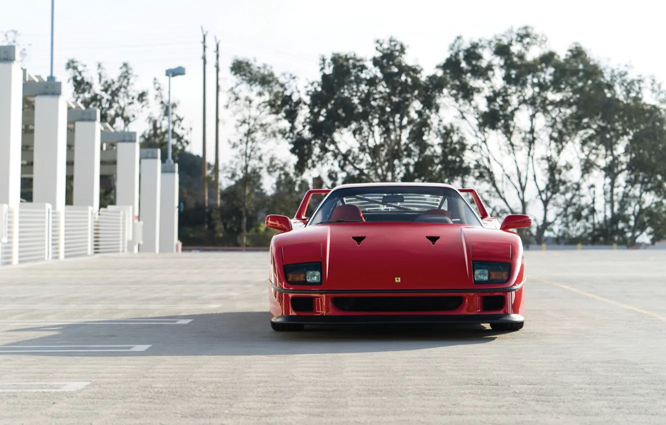 Фото обои Red, F40, Parking, Front view