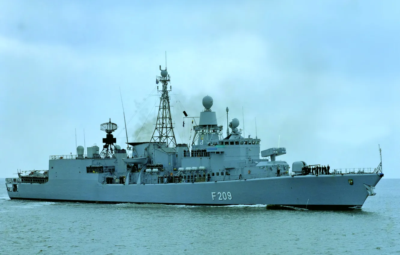 Фото обои фрегат, ВМС Германии, F 209, FGS Rheinland Pfalz, 1989 год