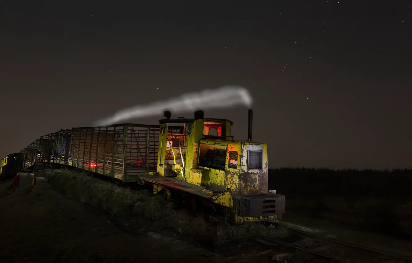 Фото обои Lights, Night, Ghost Train