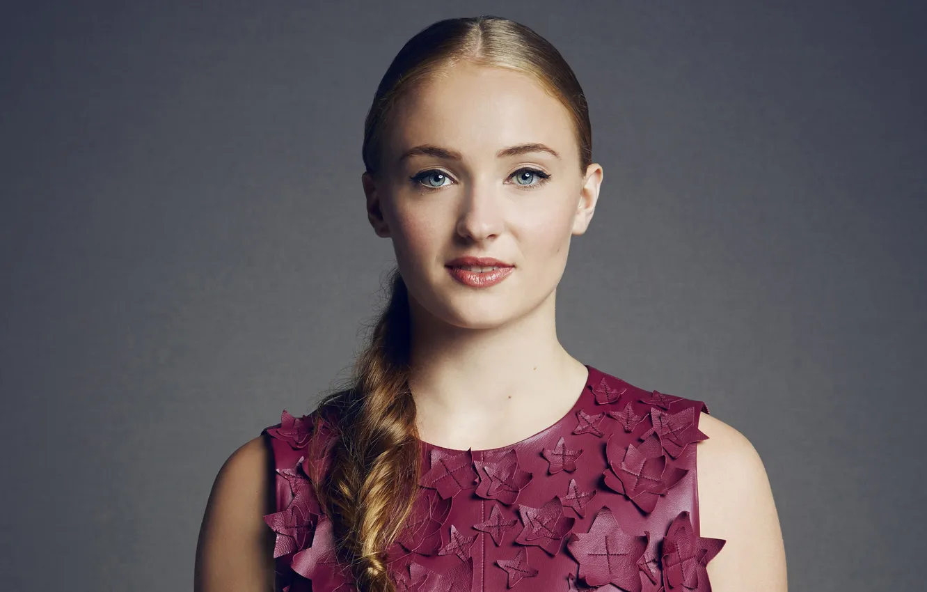 Фото обои взгляд, фон, портрет, актриса, Sophie Turner, Софи Тернер