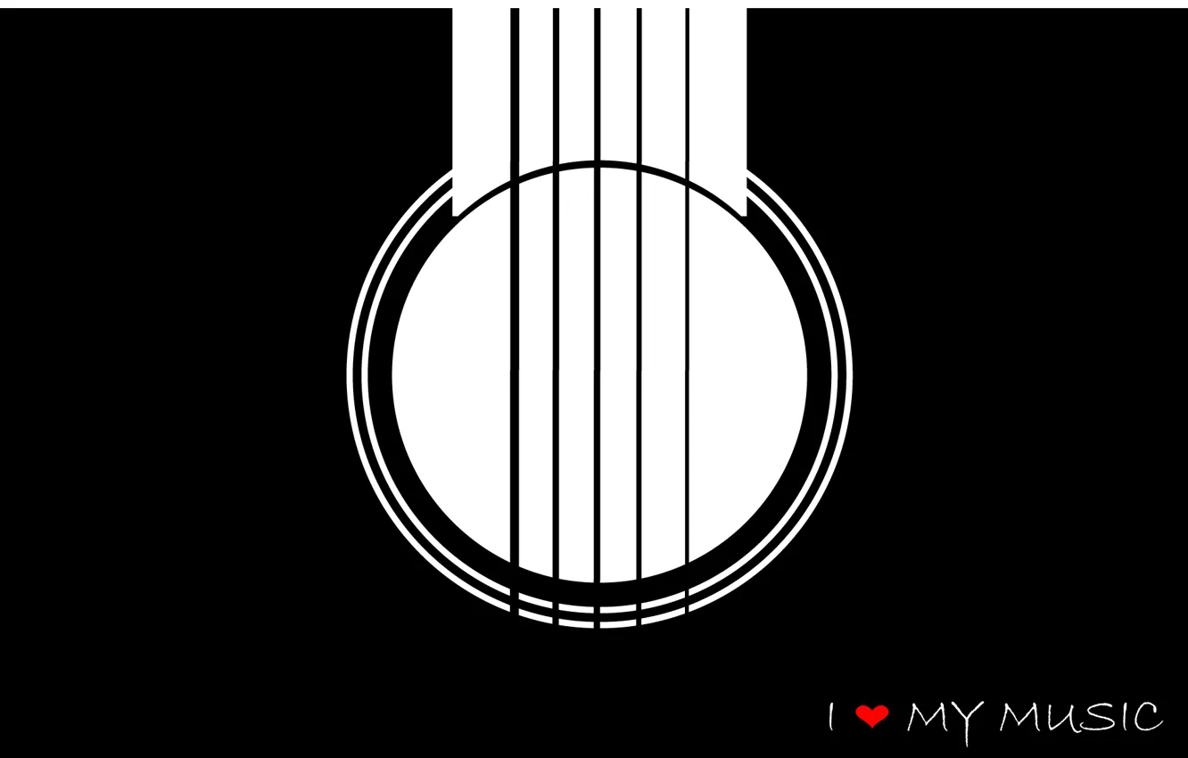 Фото обои Music, Guitar, Minimalism, I Love Music