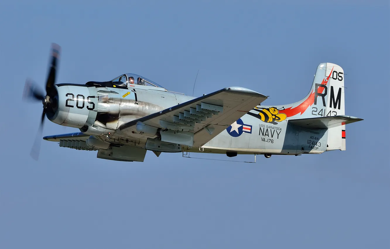 Фото обои штурмовик, «Скайрейдер», Skyraider, A-1