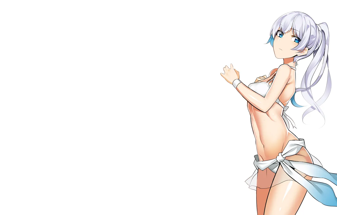 Фото обои girl, sexy, cleavage, long hair, boobs, anime, blue eyes, beautiful