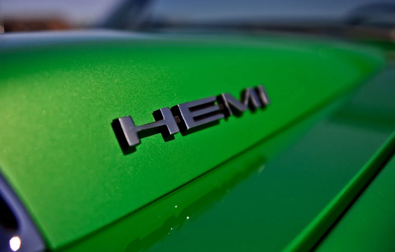 Фото обои Muscle, Cars, Green, Logo, Old, Hemi