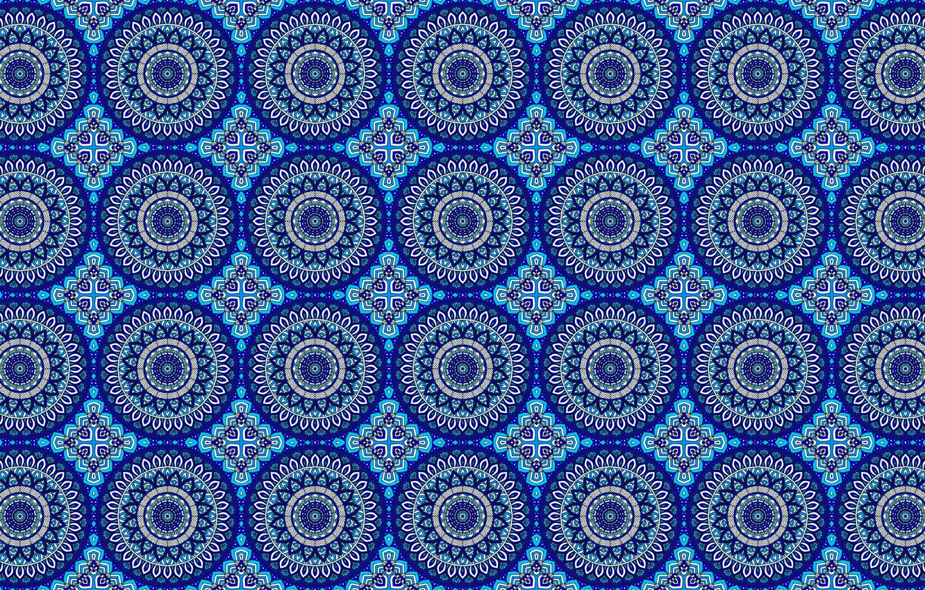 Фото обои круги, синий, узор, орнамент