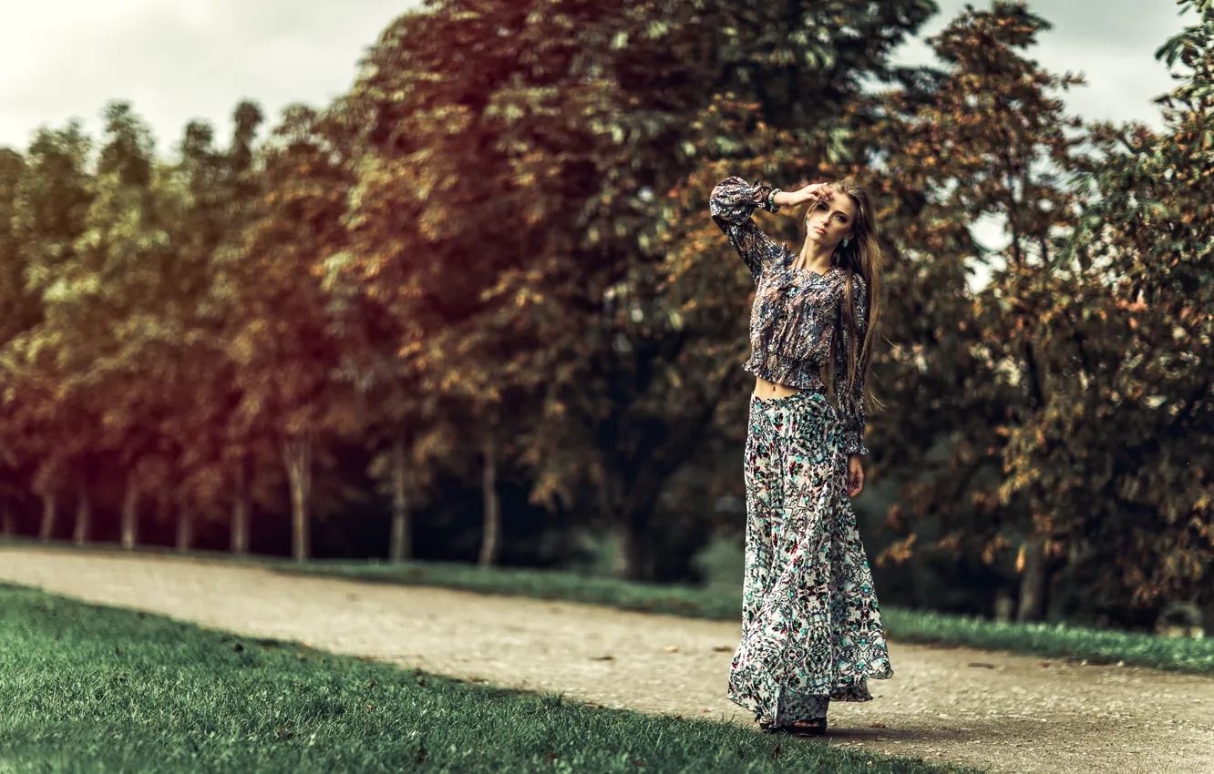 Фото обои поза, стиль, парк, модель, FotoMėgėjas, Rosita Arelytė