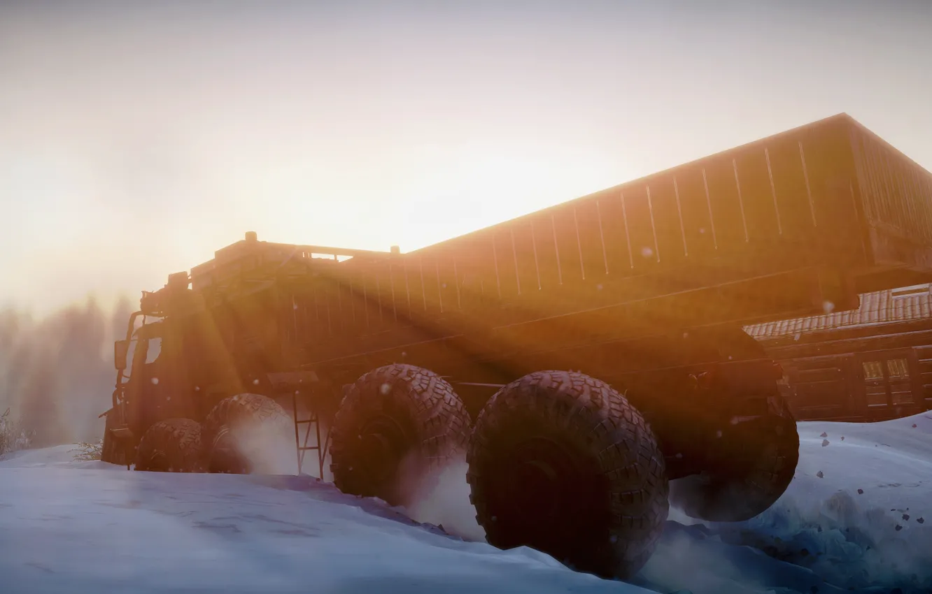 Фото обои HDR, House, Russia, Winter, Snow, Game, Sunlight, Offroad
