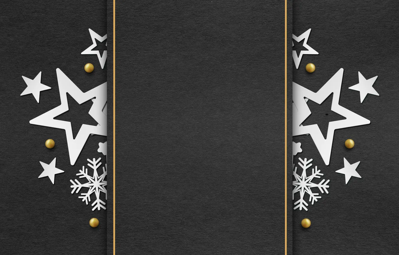 Фото обои зима, снежинки, golden, черный фон, black, Christmas, winter, background