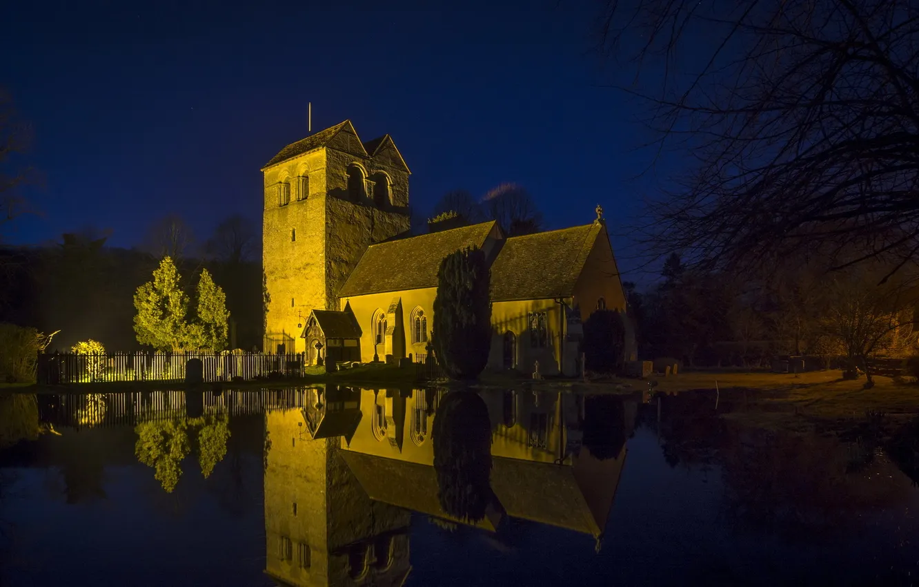 Фото обои Buckinghamshire, Reflections, St. Batholemew, Fingest