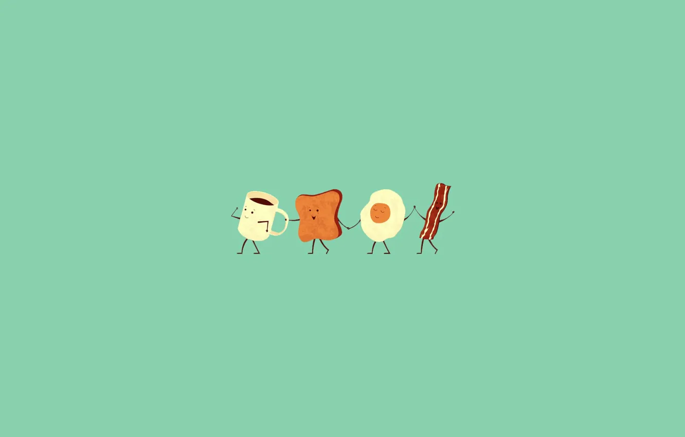 Фото обои яйцо, кофе, хлеб, Еда, бекон