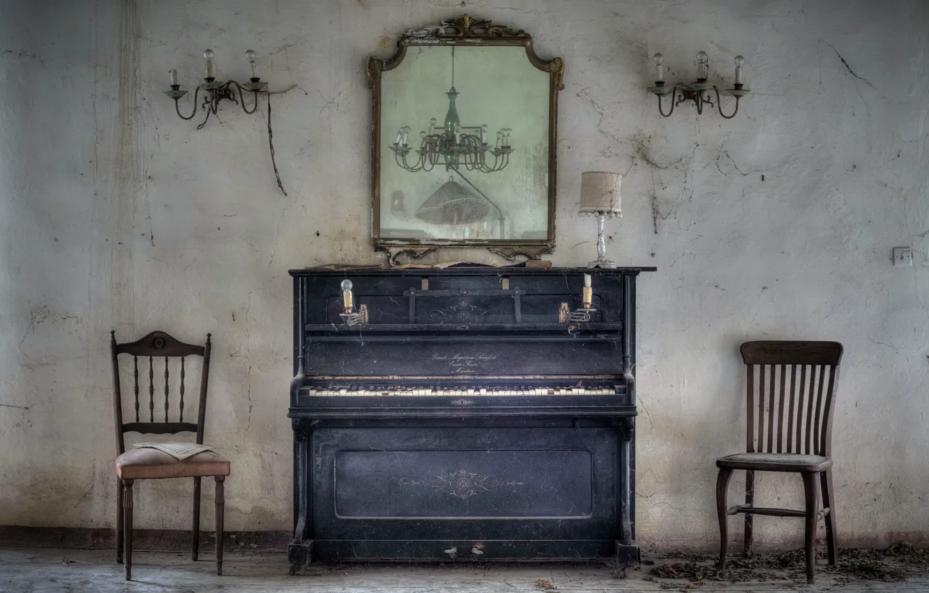 Фото обои комната, стулья, пианино