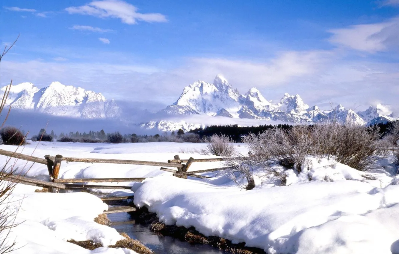 Фото обои USA, winter, cold, wyoming in winter
