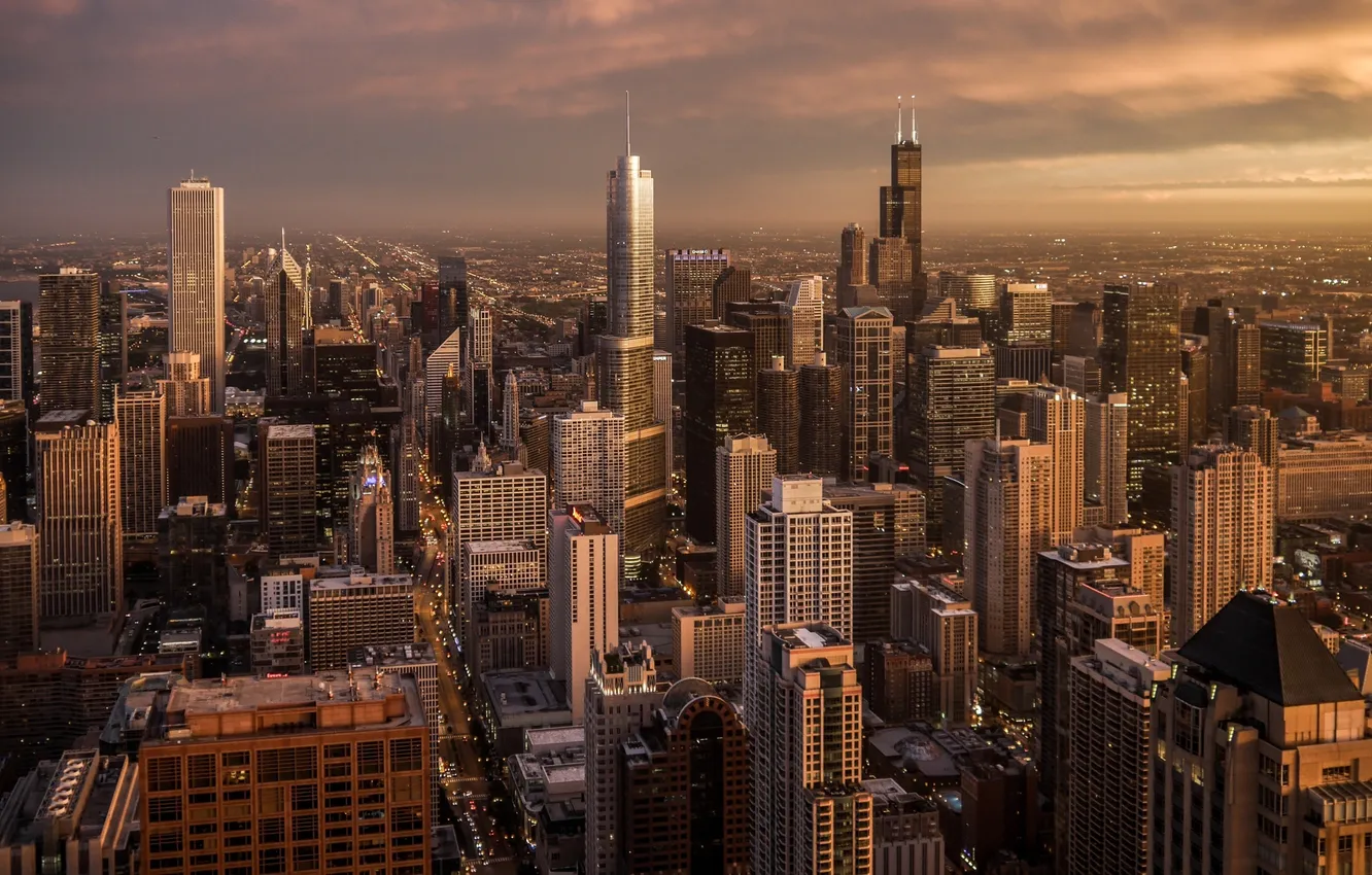 Фото обои небоскребы, Чикаго, США, мегаполис
