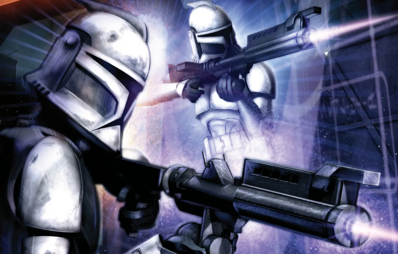 Фото обои star wars, gun, white, helmet, Stormtroopers