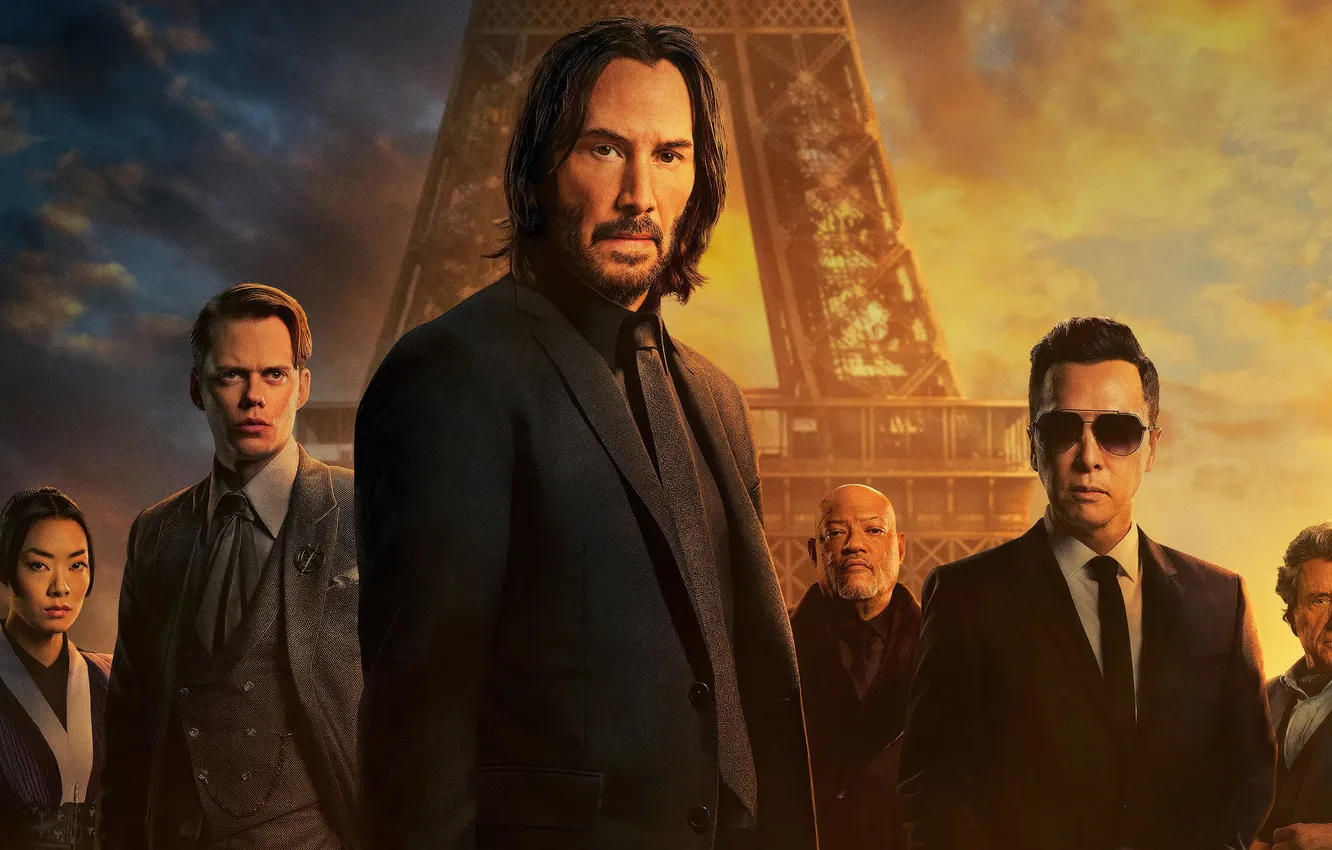 Фото обои фон, Эйфелева башня, боевик, постер, персонажи, Киану Ривз, Keanu Reeves, Laurence Fishburne