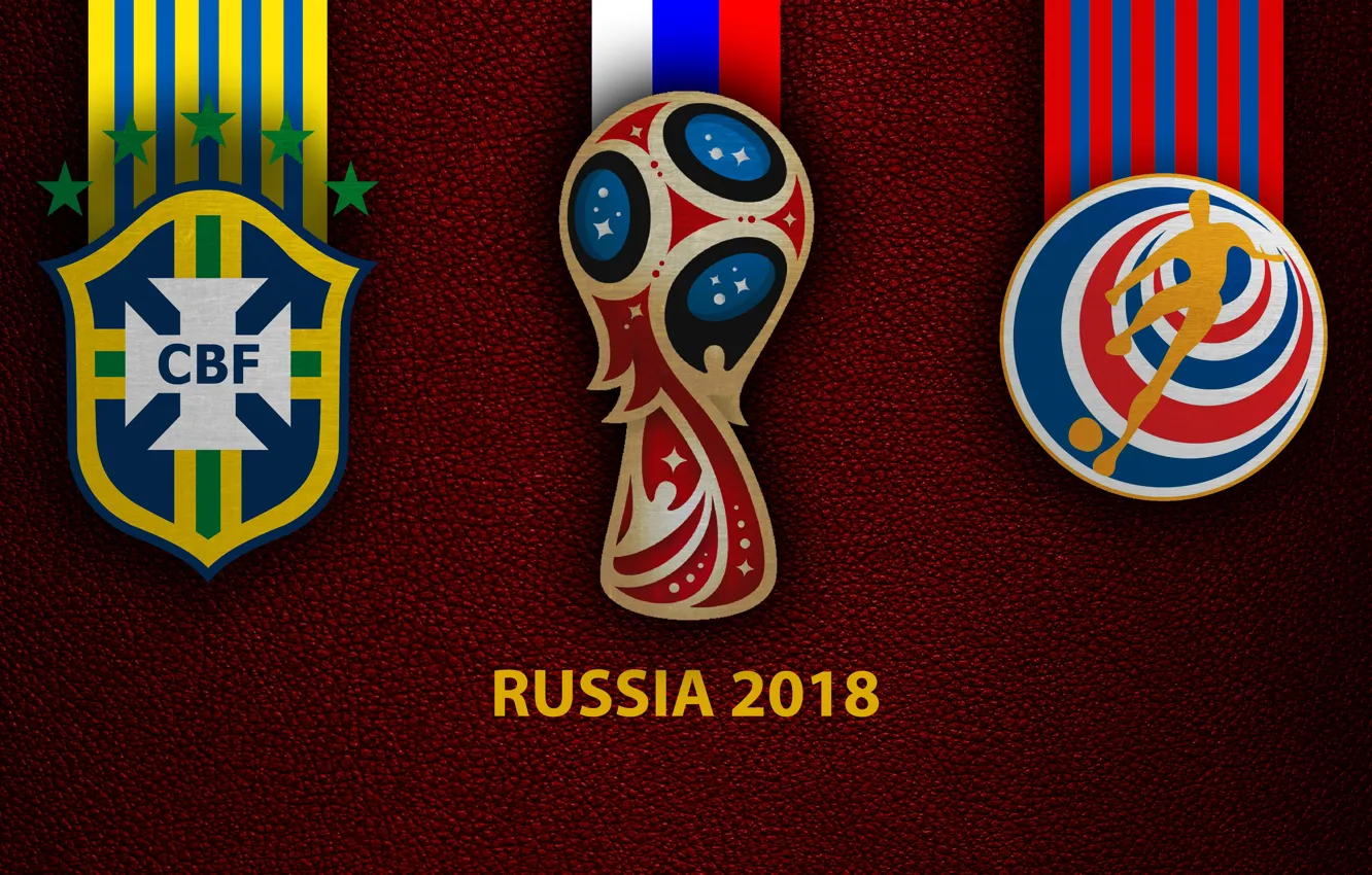 Фото обои wallpaper, sport, logo, football, FIFA World Cup, Russia 2018, Brazil vs Costa Rica
