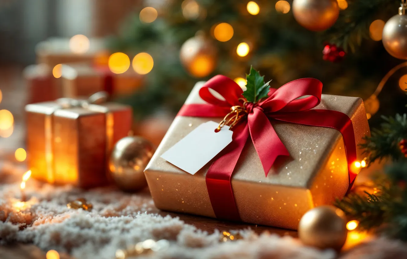 Фото обои украшения, елка, Рождество, подарки, Новый год, Christmas, tree, celebration