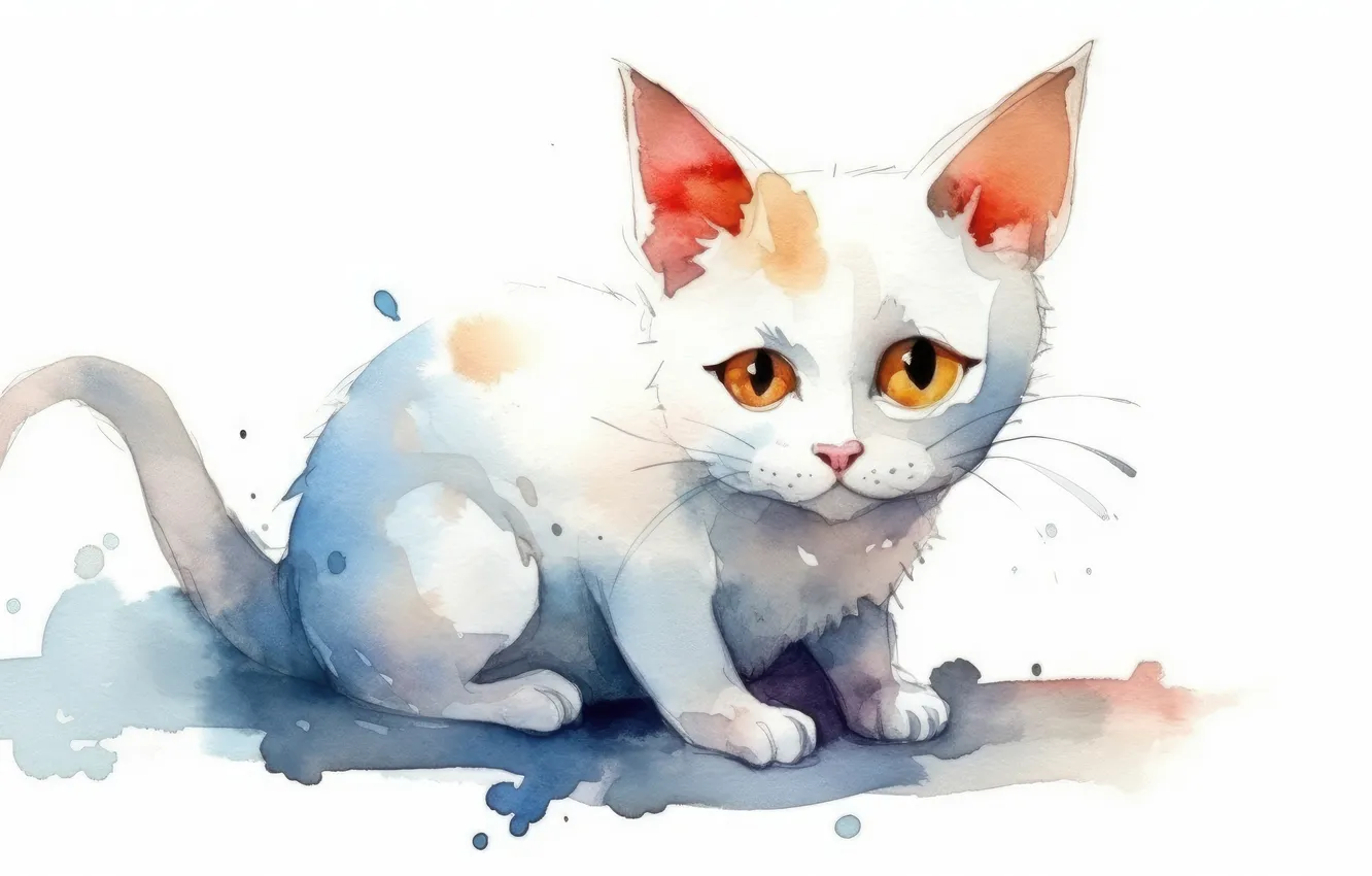 Фото обои кошка, кот, взгляд, поза, котенок, мордашка, ИИ-арт, нейросеть
