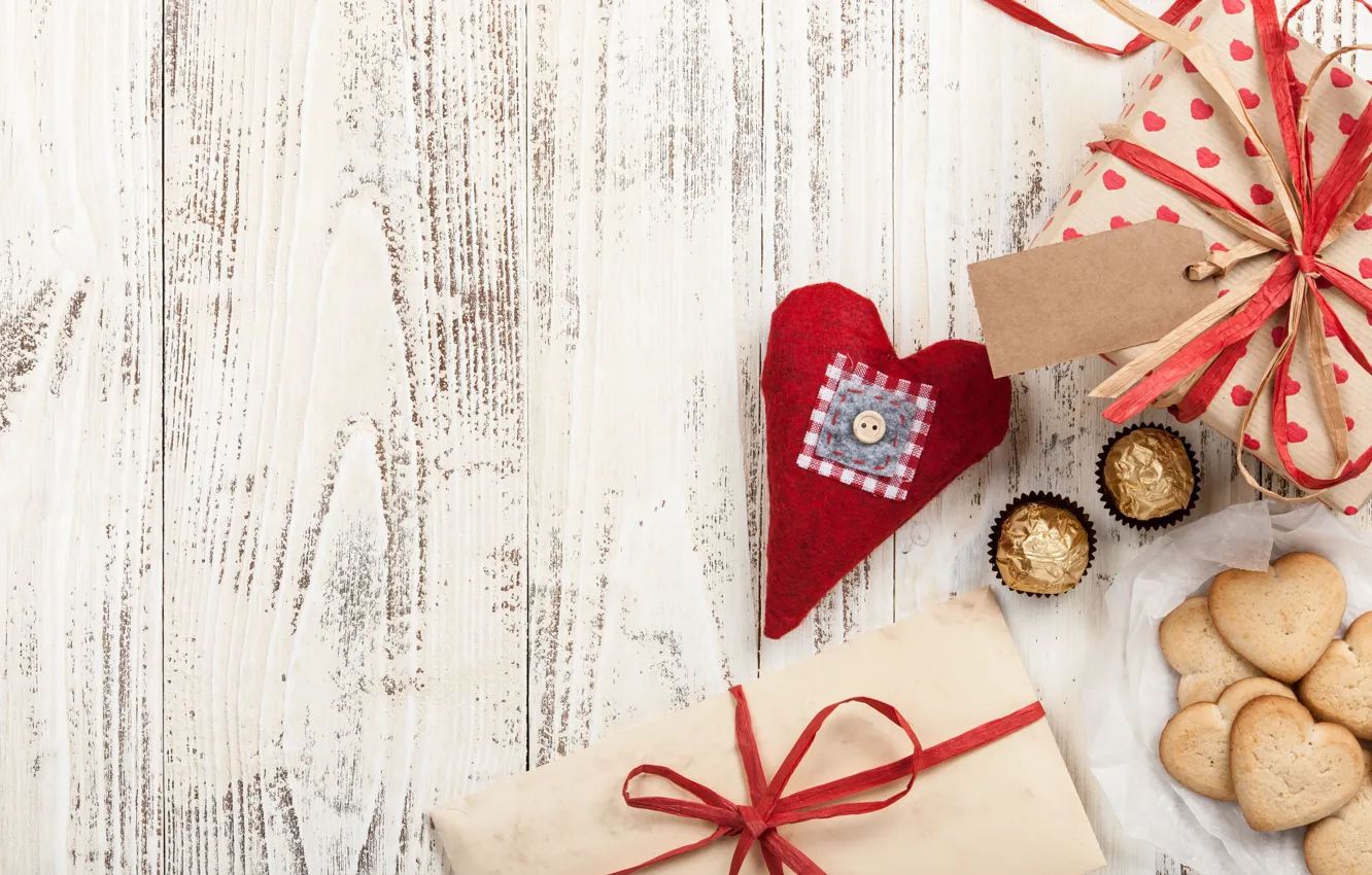 Фото обои любовь, подарок, сердце, печенье, конфеты, сердечки, love, wood