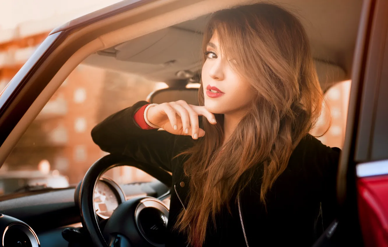 Фото обои машина, девушка, natty