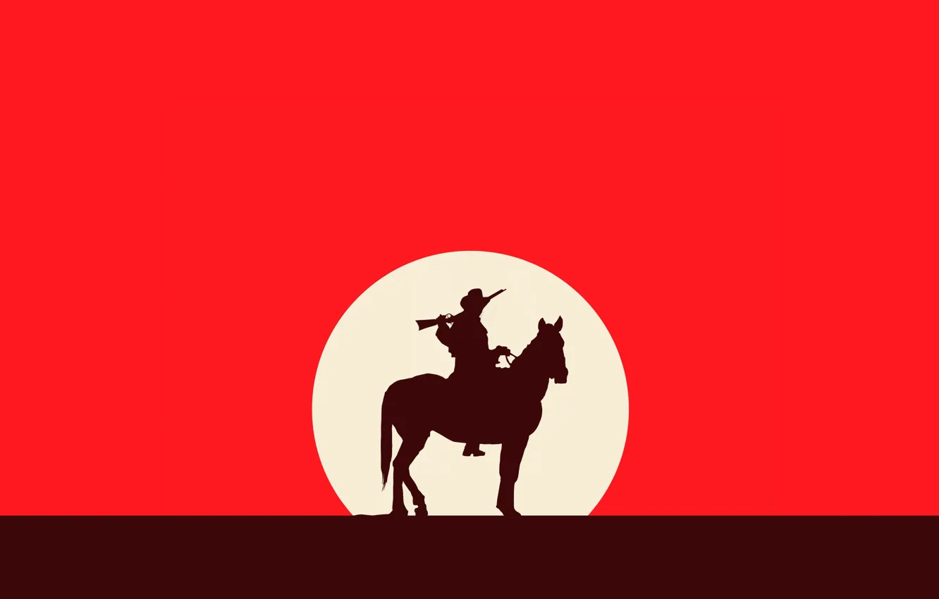 Фото обои Красный, Лошадь, Red Dead Redemption, Western