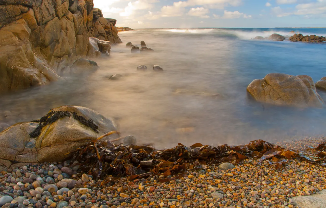 Фото обои море, волны, камни, скалы, побережье, прибой, Ирландия, рифы