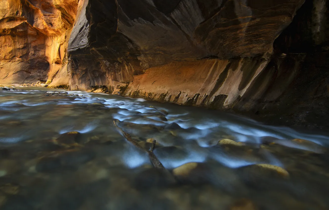 Фото обои река, скалы, каньон, ущелье, Zion National Park, сша, юта