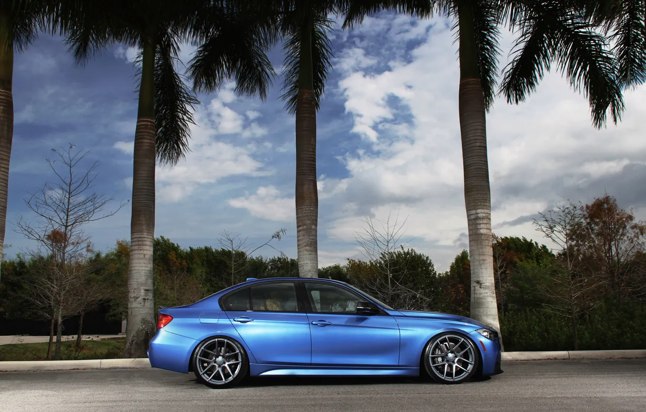 Фото обои синий, тюнинг, бмв, BMW, профиль, blue, tuning, F30