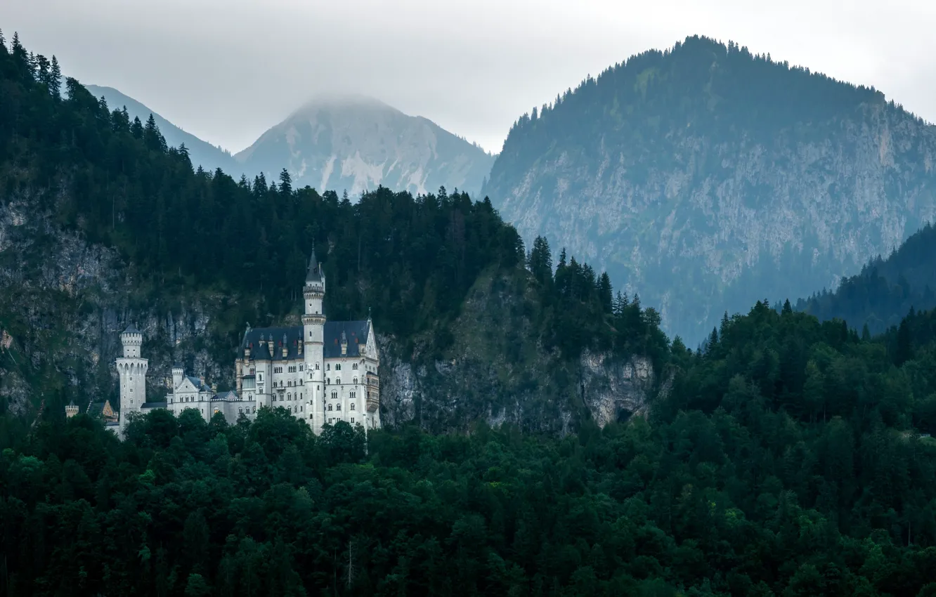 Фото обои Neuschwanstein, Bavaria, castle, Alpen