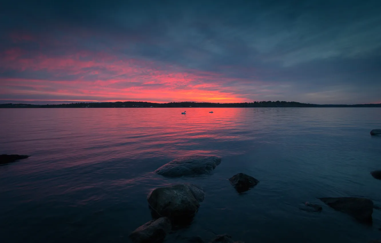 Фото обои море, пляж, закат