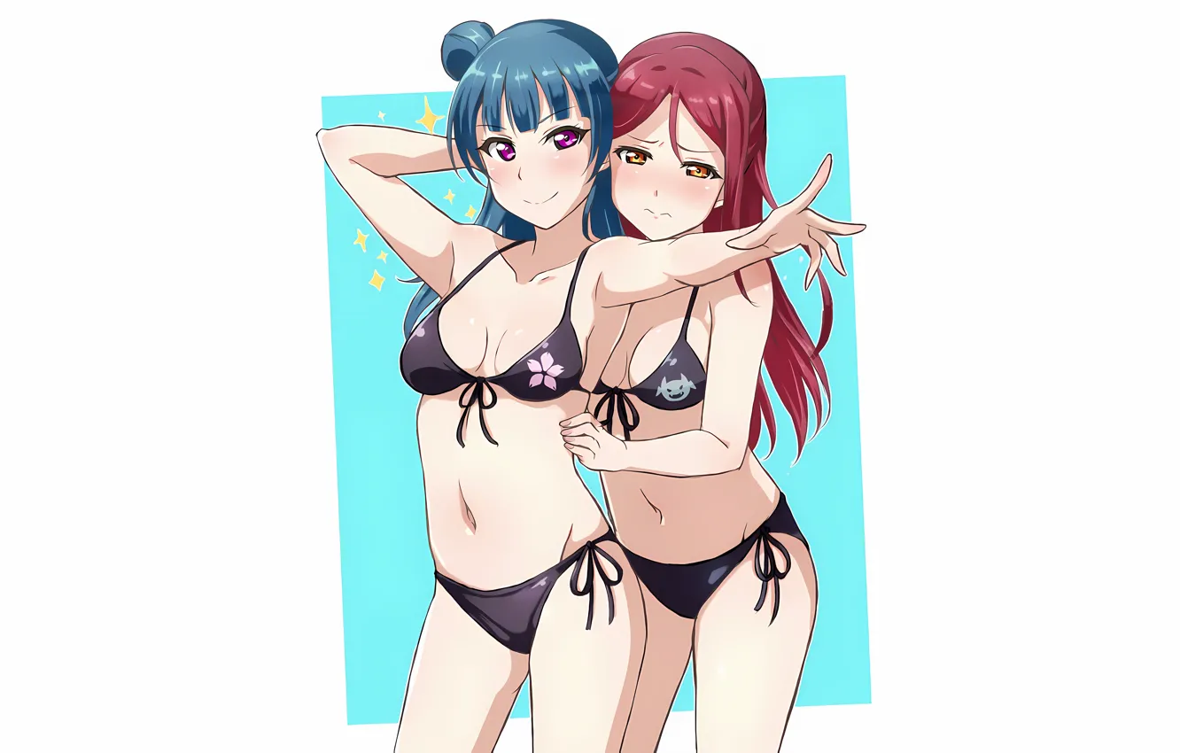 Фото обои sexy, cleavage, red hair, long hair, girls, boobs, anime, beautiful