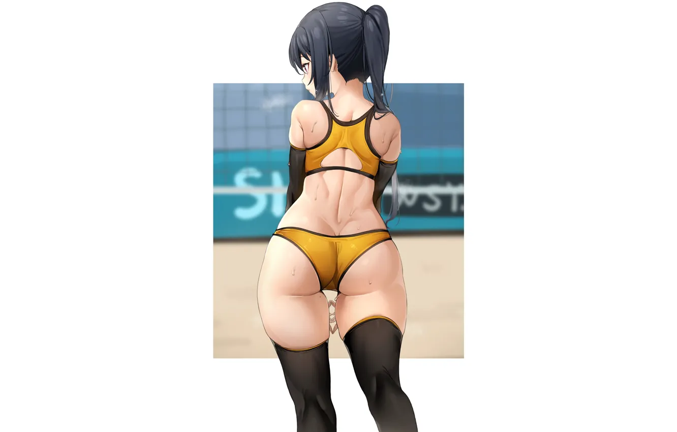 Фото обои girl, hot, sexy, ass, pantsu, wet, beach, Anime