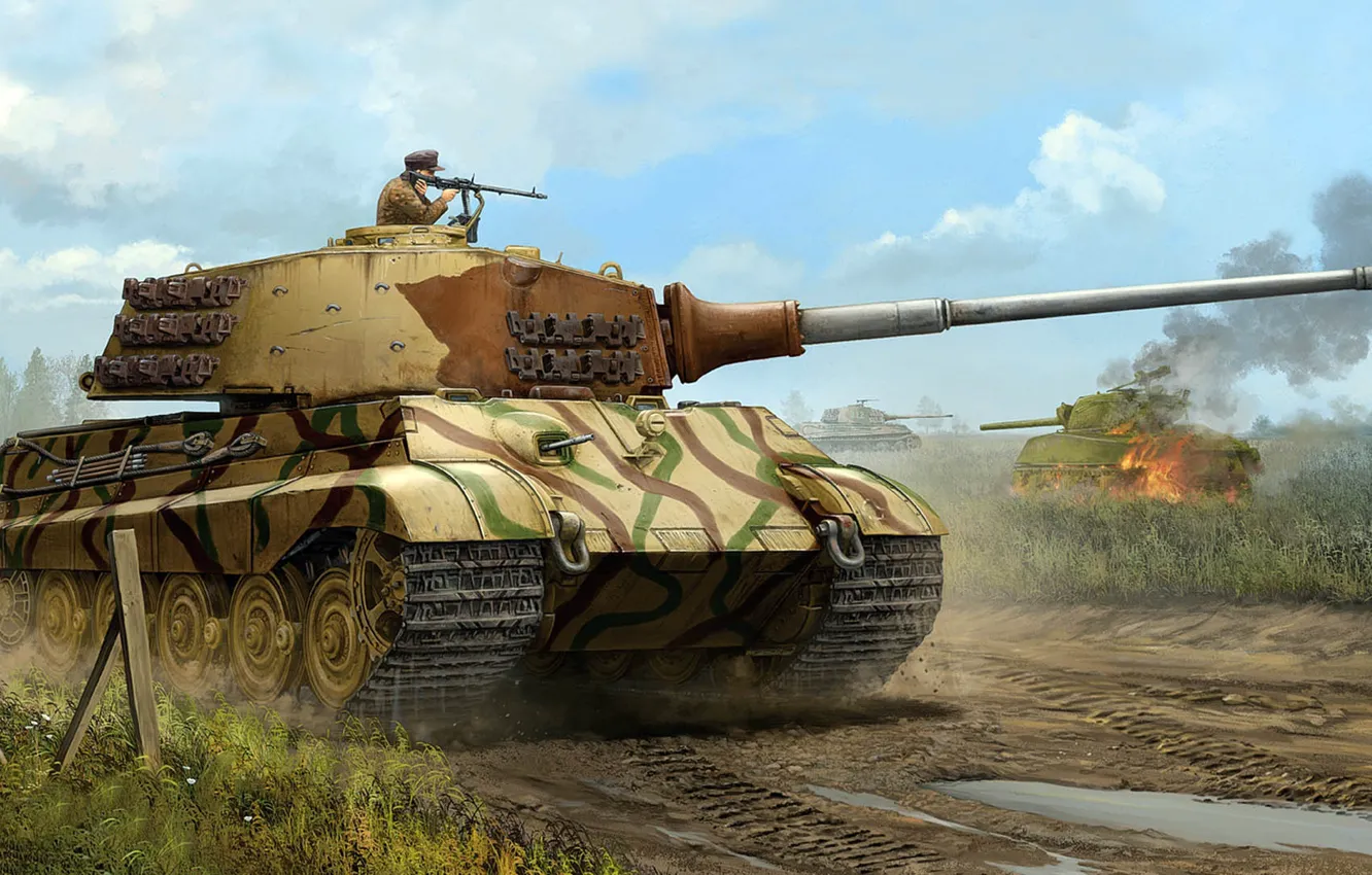 Фото обои Германия, танк, Tiger II, Vincent Wai, Тяжелый, Pz.Kpfw.VI Ausf.B, войска сс, waffen SS