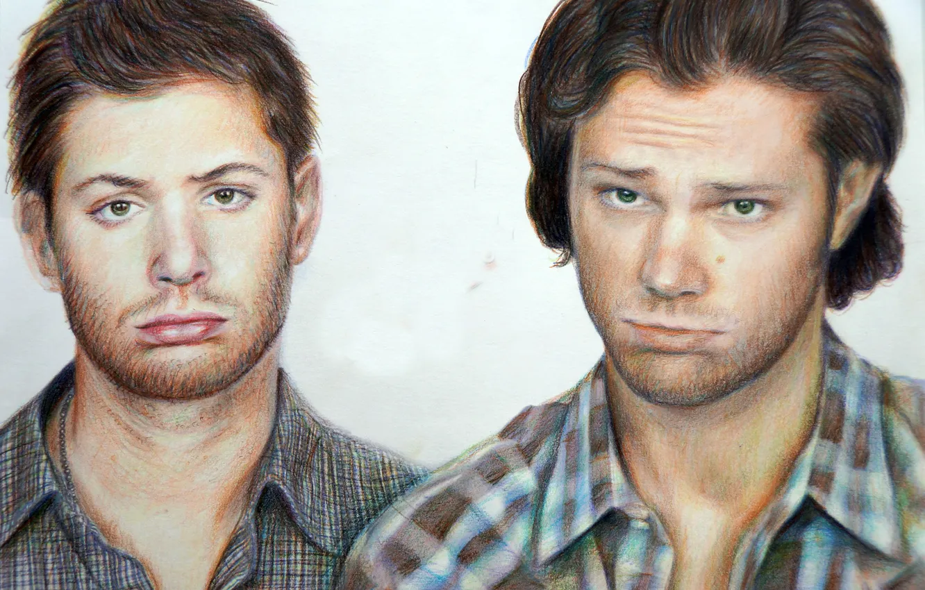 Фото обои лицо, арт, сериал, парни, Supernatural, Jensen Ackles, Sam, Dean