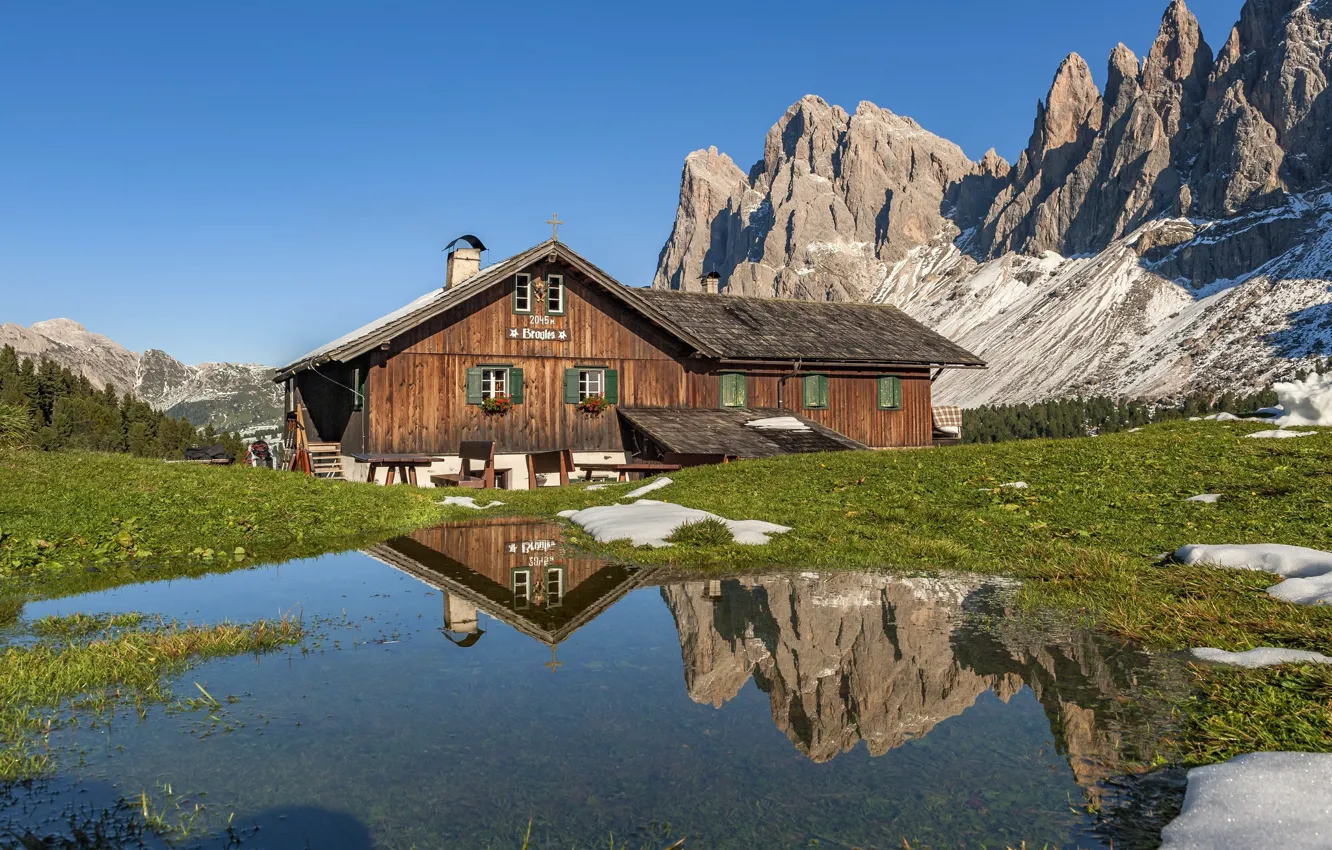 Фото обои горы, Италия, домик, Italy, Trentino-Alto Adige, Bolzano