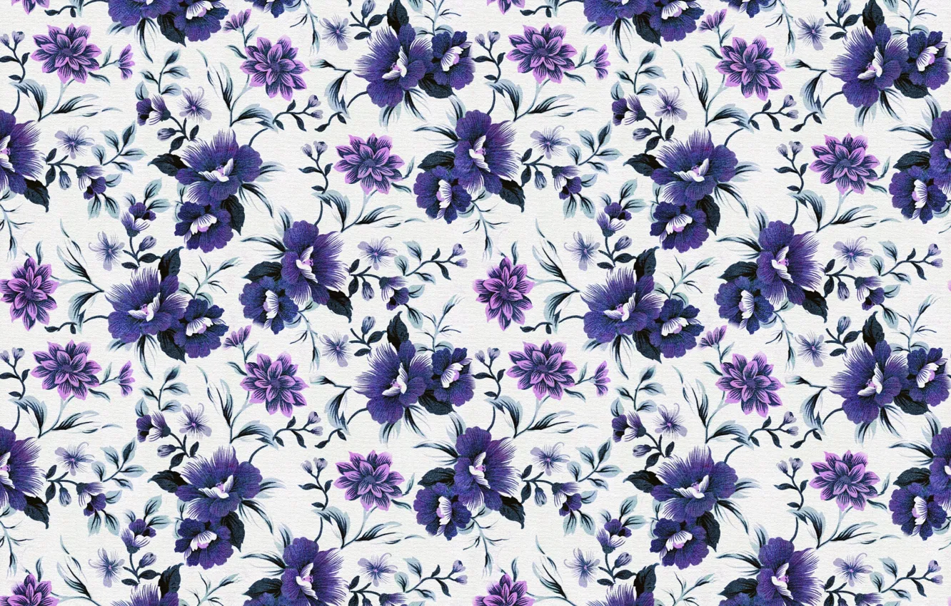 Фото обои фиолетовый, цветы, ретро, узор