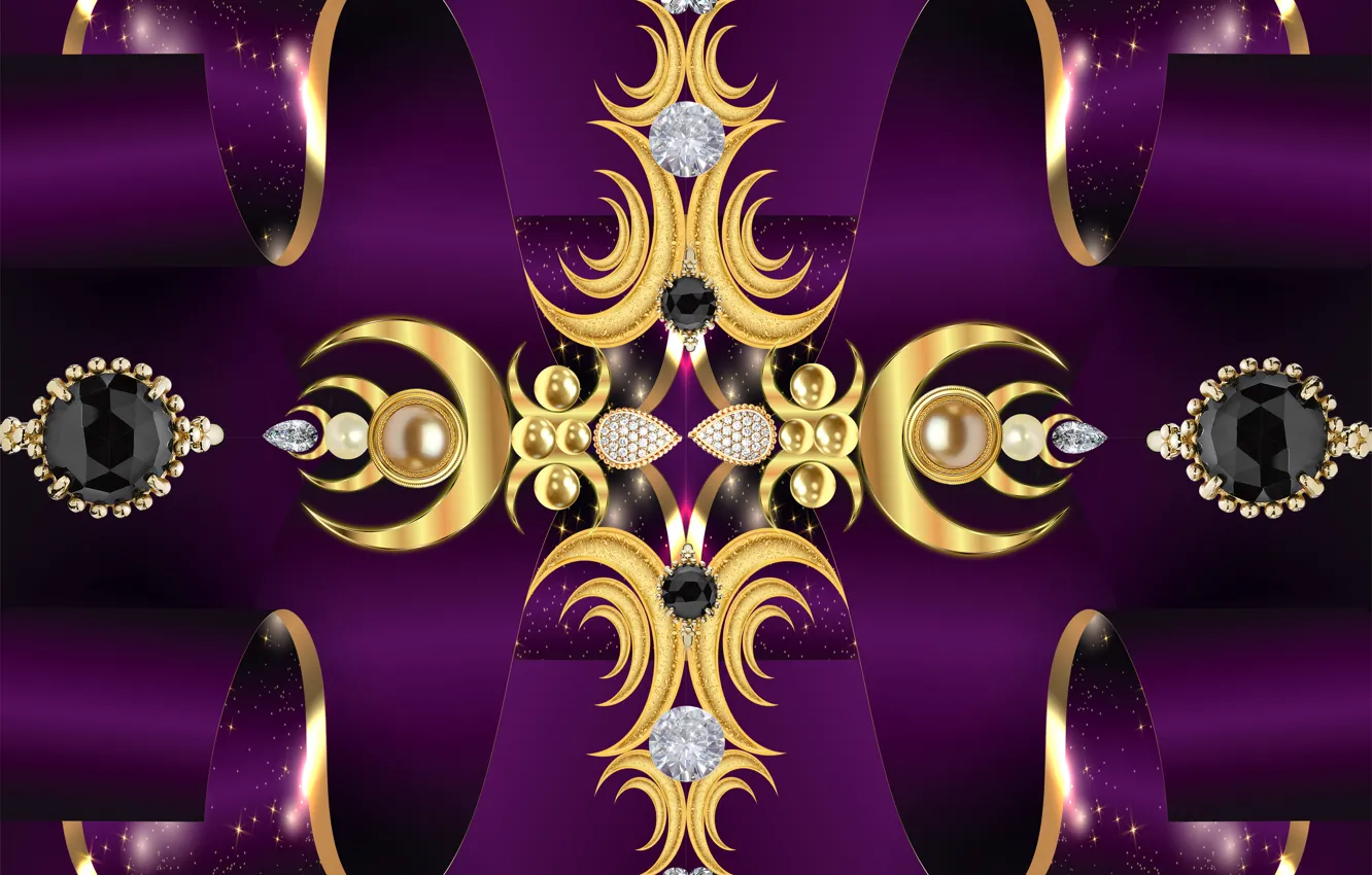 Фото обои gold, design, pattern, purple