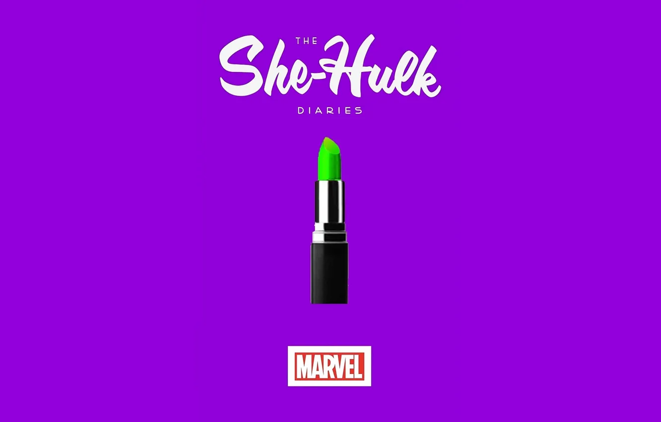Фото обои зеленый, помада, Лого, MARVEL, Женщина-Халк, She-hulk